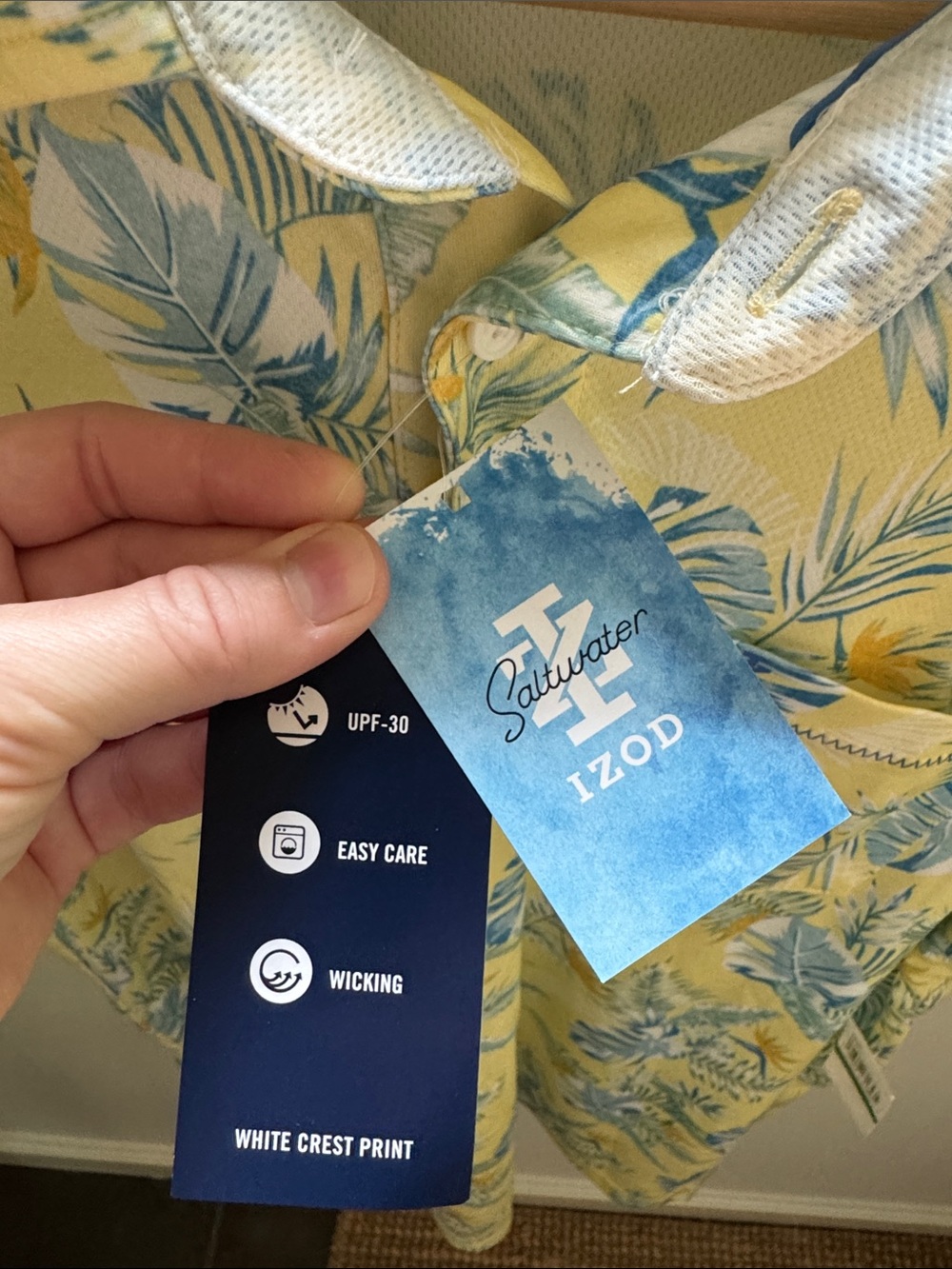 NWT IZOD Saltwater Tropical Print Polo Shirt Men’s Size L UPF 30 Wicking - Picture 3 of 8